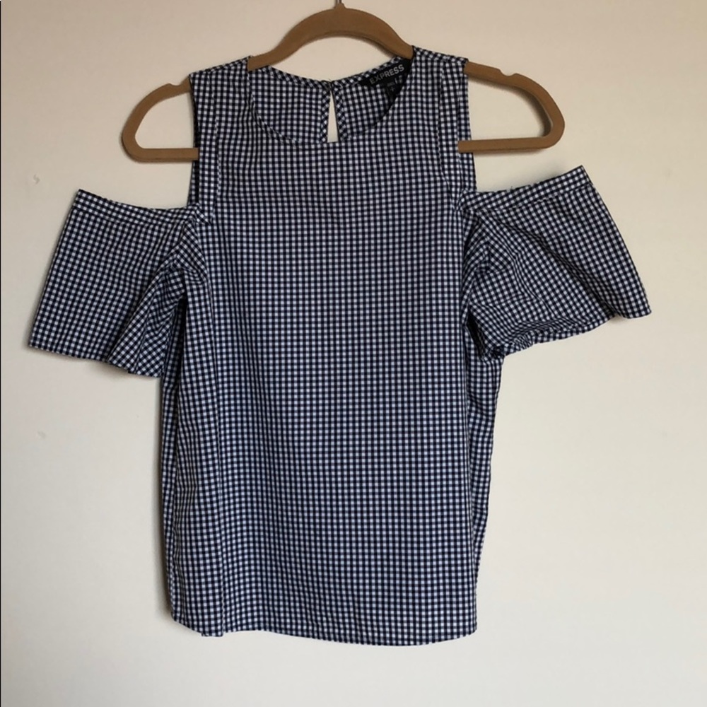 Checkered off the shoulder top